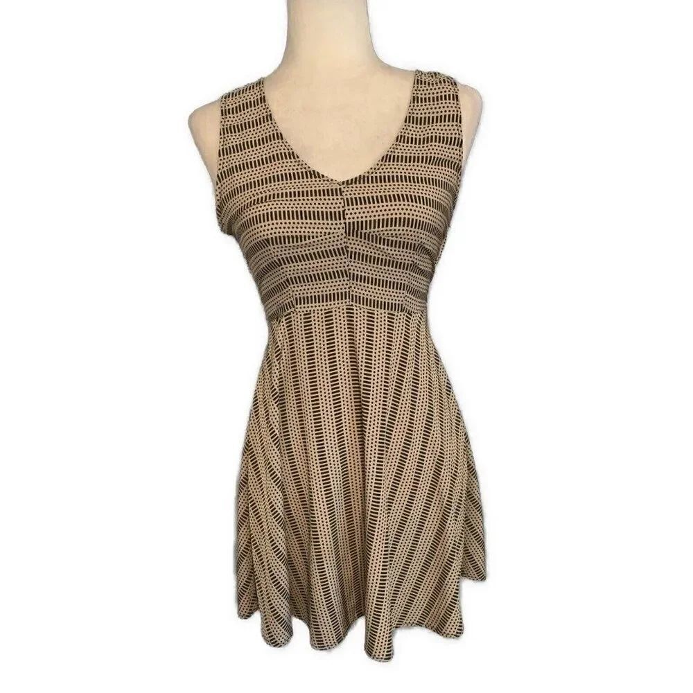 Peppermint Label USA Beige Black Tank Fit Flare Mini Dress Small